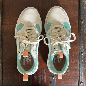 Off-white and mint green Vans UltraRange women’s sneakers, Size 7.5